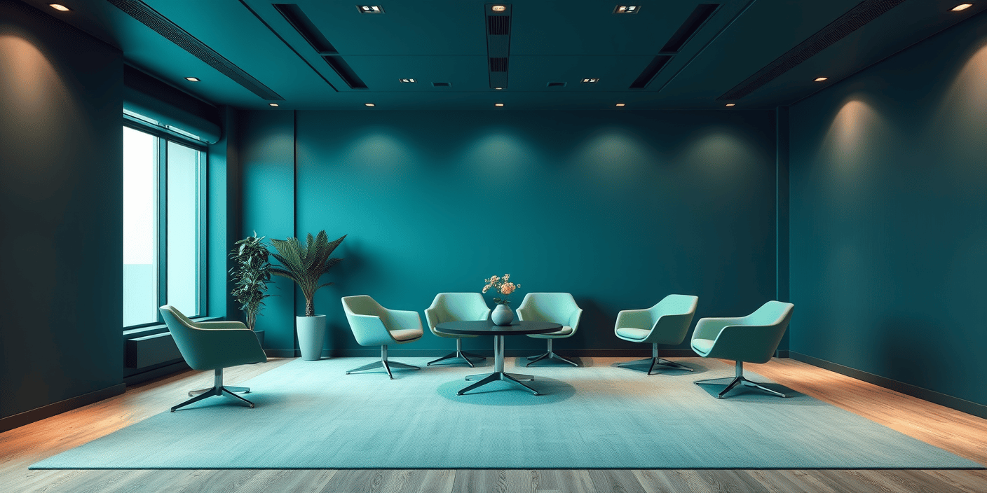 Professional office environment with teal grading